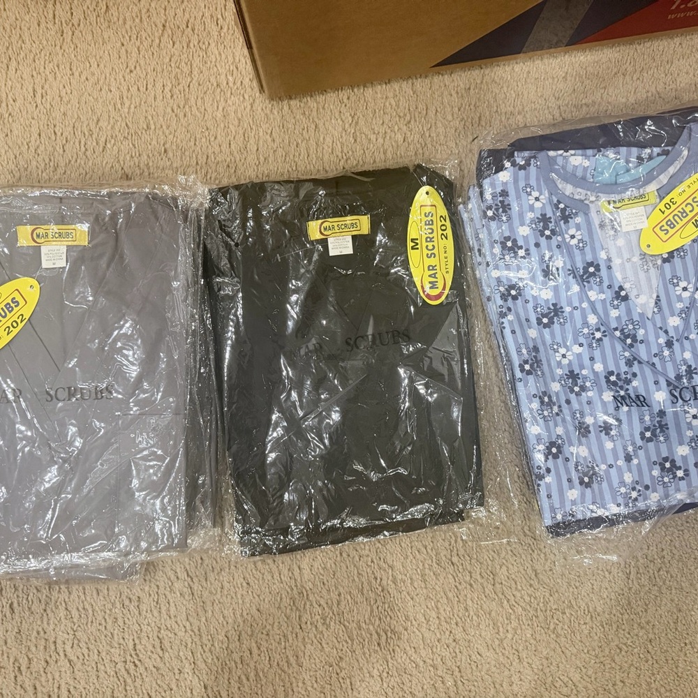 MAR Scrubs Set in Burgundy, Pink, and Gray - Picture 3 of 3